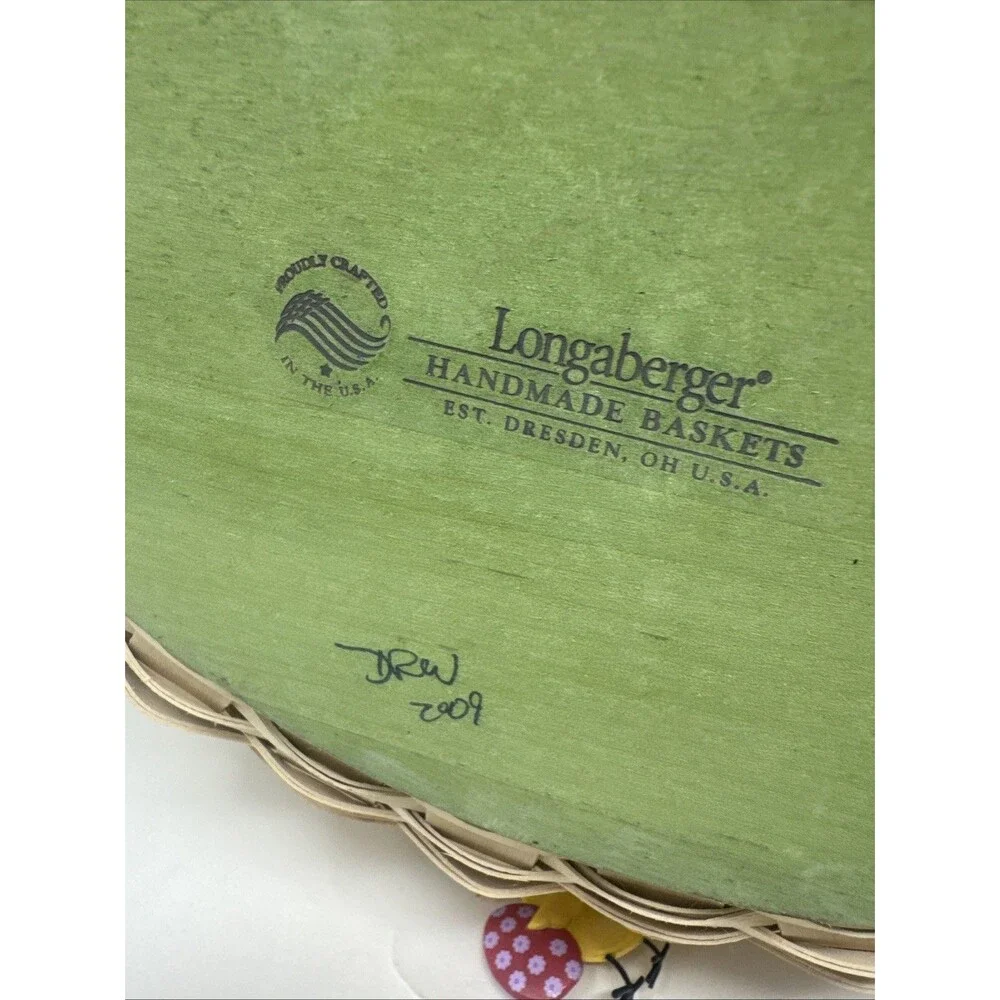 Longaberger 2009 Large Easter Egg Shape Whitewash Basket Liner & Protector Tie